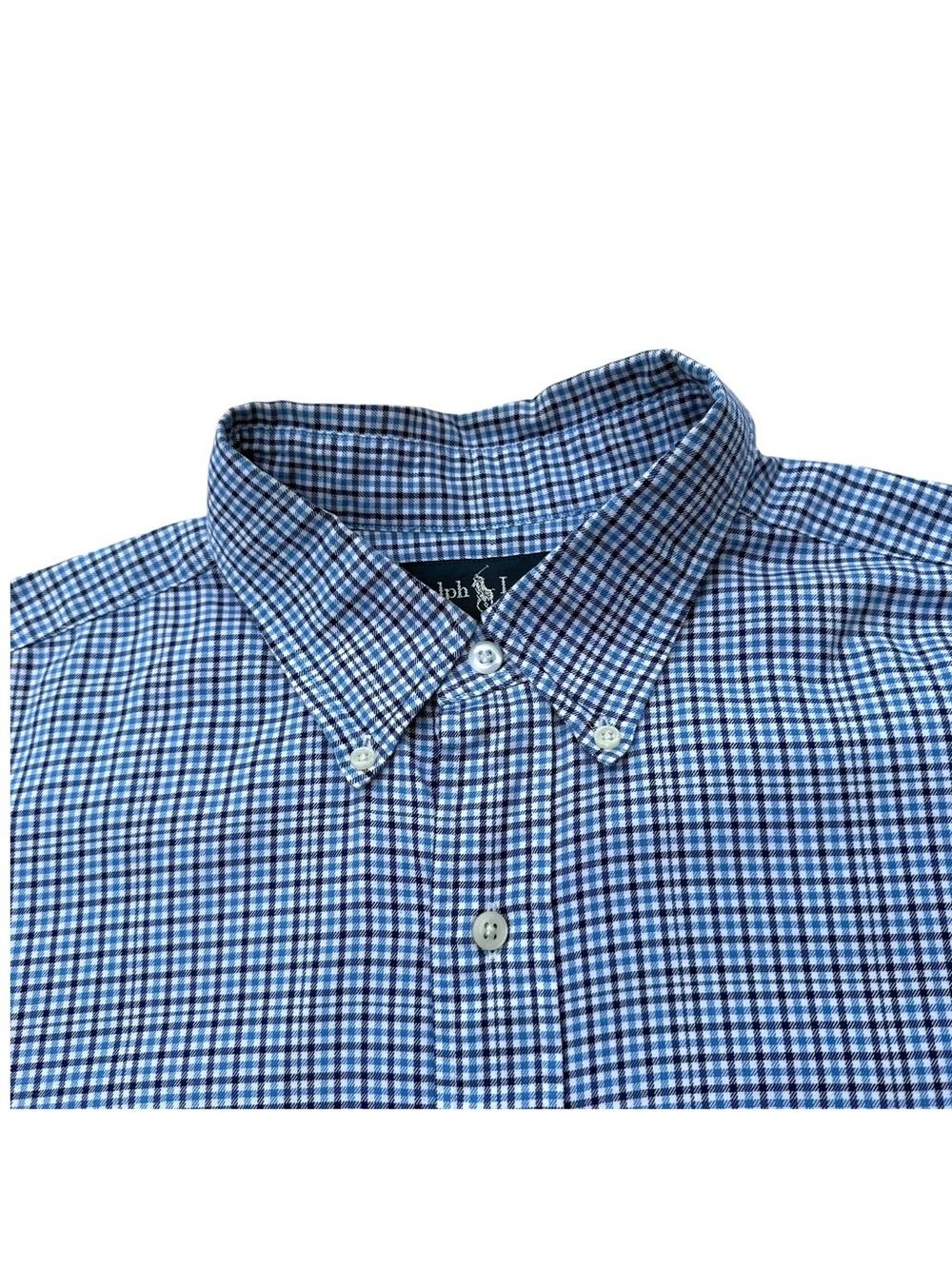Ralph Lauren Long Sleeve Button Down Shirt Size 17.5 XL Classic Fit Blue Plaid - Picture 7 of 10